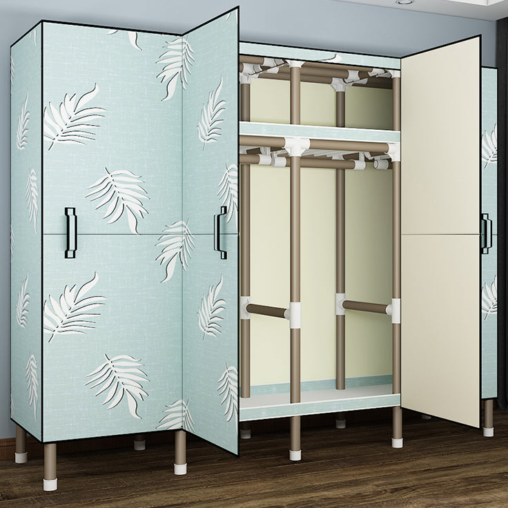Foldable Freestanding Wardrobe Metal Frame Multifunctional Wardrobe for Bedroom