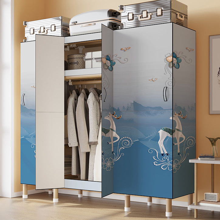 Foldable Freestanding Wardrobe Metal Frame Multifunctional Wardrobe for Bedroom
