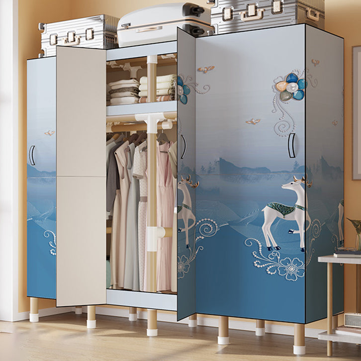Foldable Freestanding Wardrobe Metal Frame Multifunctional Wardrobe for Bedroom