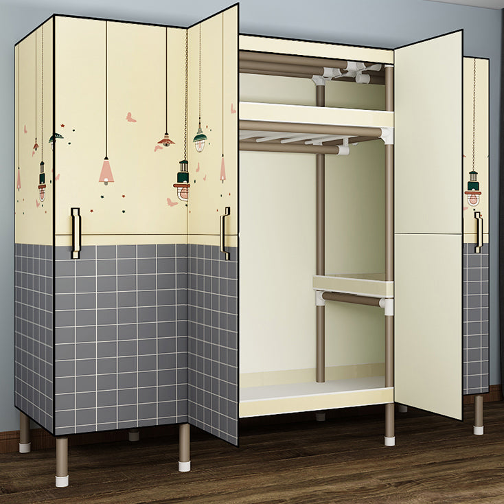 Foldable Freestanding Wardrobe Metal Frame Multifunctional Wardrobe for Bedroom