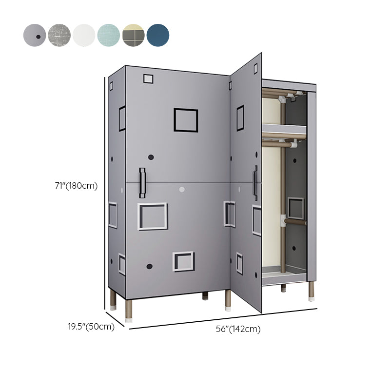 Foldable Freestanding Wardrobe Metal Frame Multifunctional Wardrobe for Bedroom