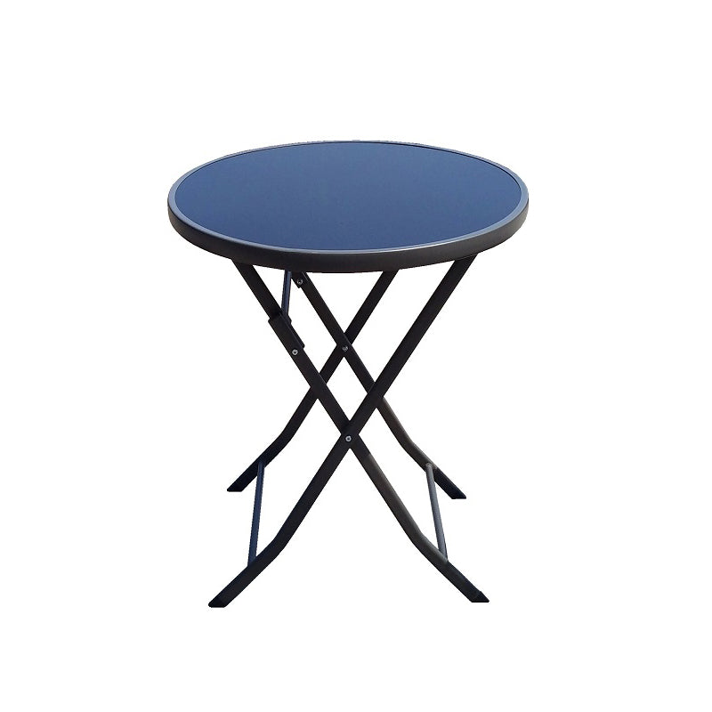 Modern Glass Patio Table Scratch Resistant Dining Table with Metal Base