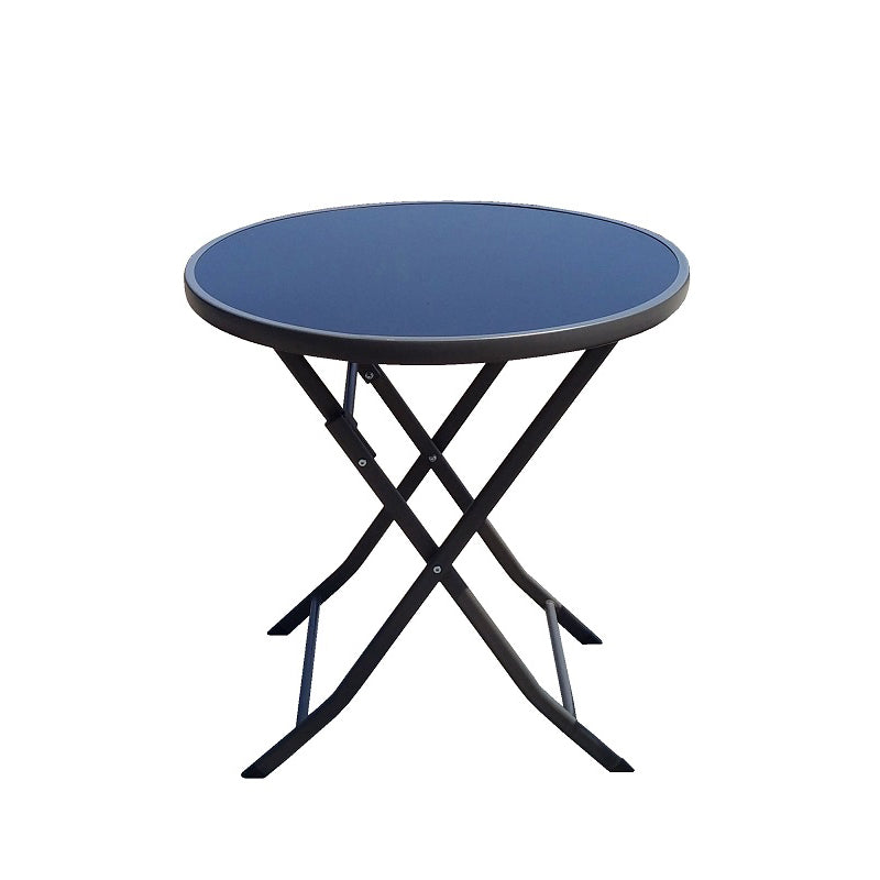 Modern Glass Patio Table Scratch Resistant Dining Table with Metal Base