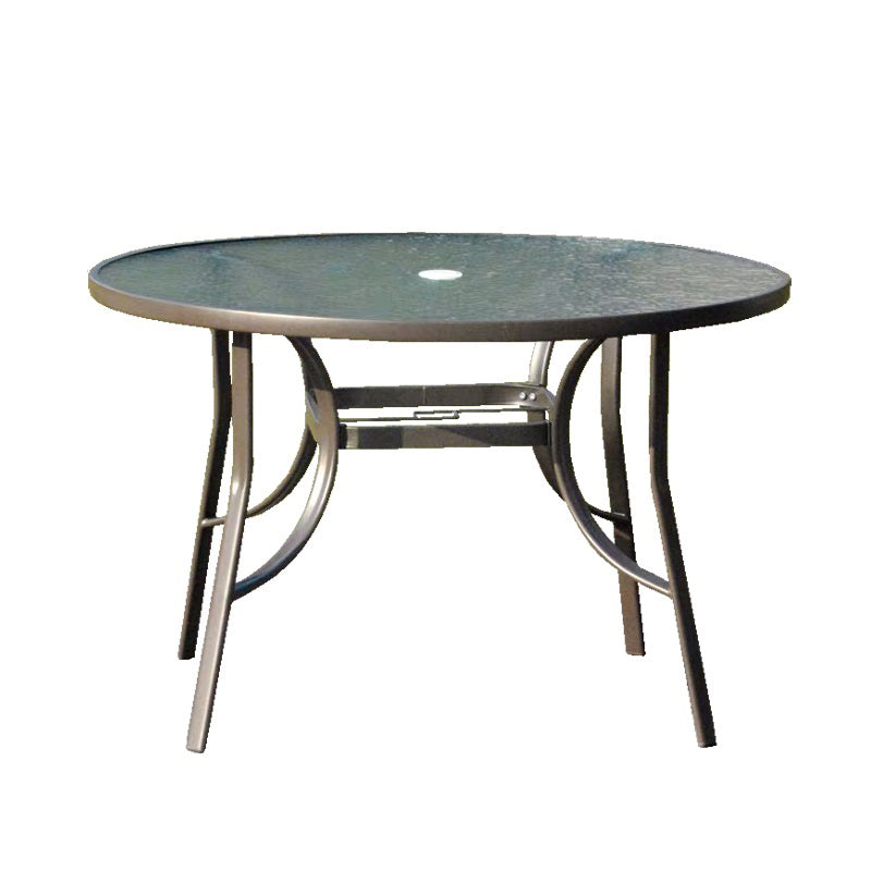 Modern Glass Patio Table Scratch Resistant Dining Table with Metal Base