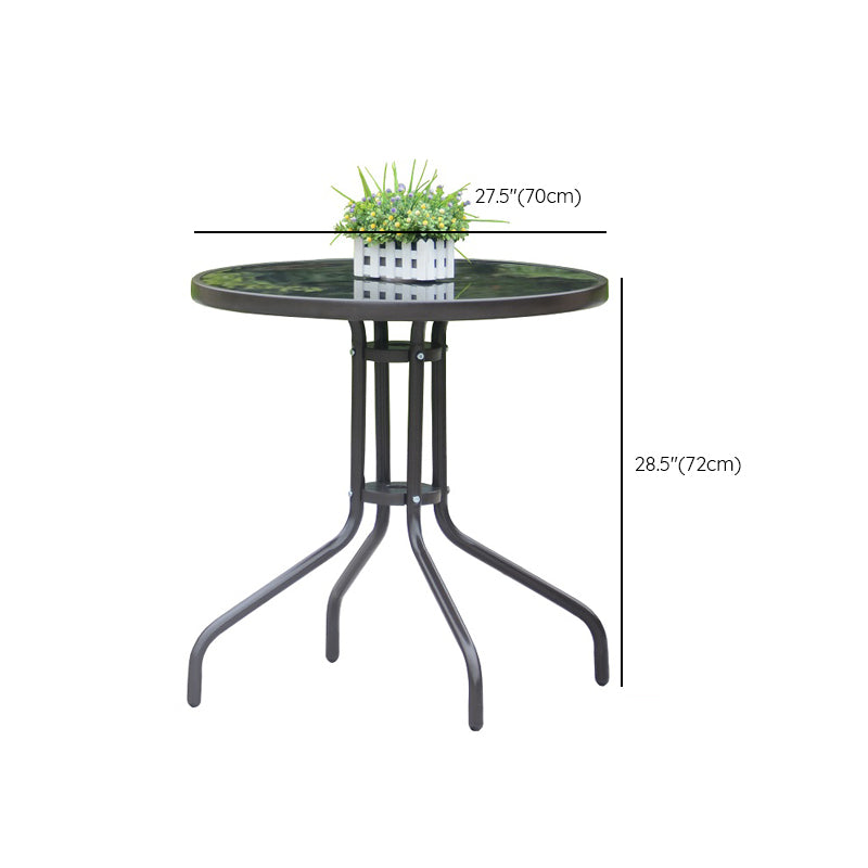 Modern Glass Patio Table Scratch Resistant Dining Table with Metal Base