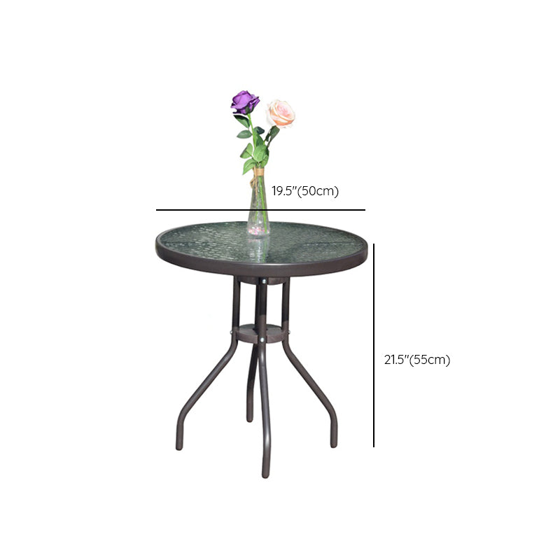 Modern Glass Patio Table Scratch Resistant Dining Table with Metal Base
