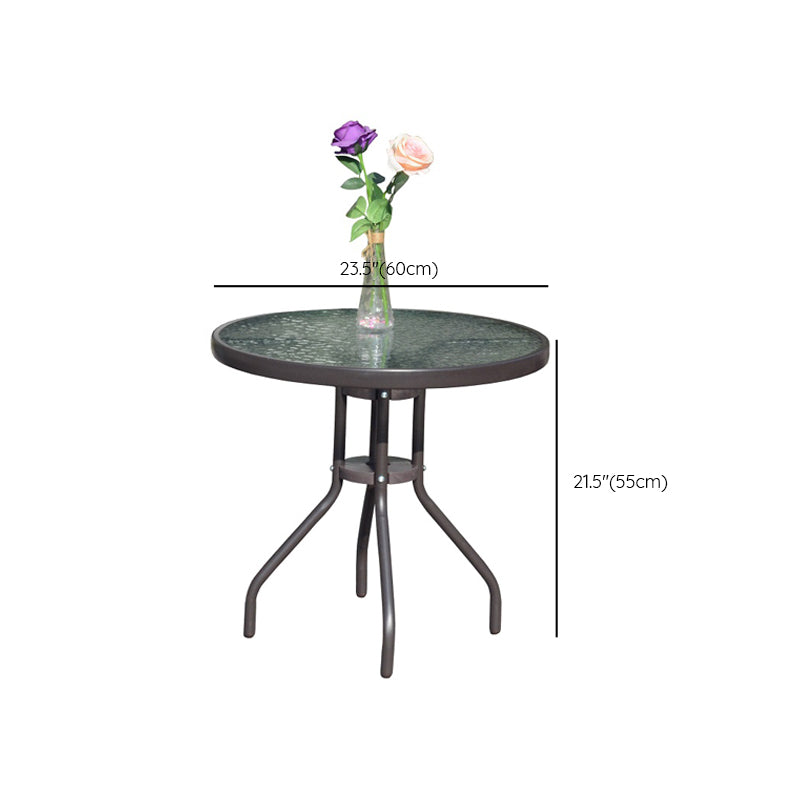 Modern Glass Patio Table Scratch Resistant Dining Table with Metal Base