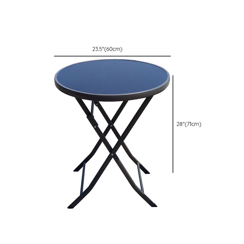 Modern Glass Patio Table Scratch Resistant Dining Table with Metal Base