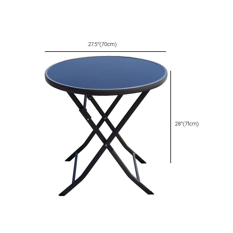 Modern Glass Patio Table Scratch Resistant Dining Table with Metal Base