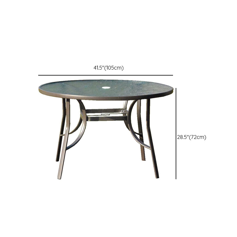 Modern Glass Patio Table Scratch Resistant Dining Table with Metal Base