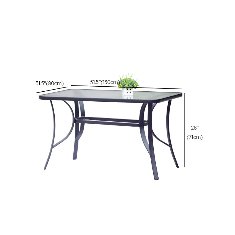Modern Glass Patio Table Scratch Resistant Dining Table with Metal Base