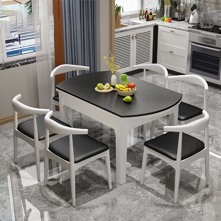 Contemporary Kitchen Dinner Table Wood Dining Table with Leaf Extension