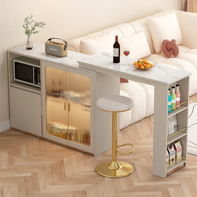 Modern Rectangle Bar Table Set 1/3 Pcs Rotatable Swivel Bar Table with Stools