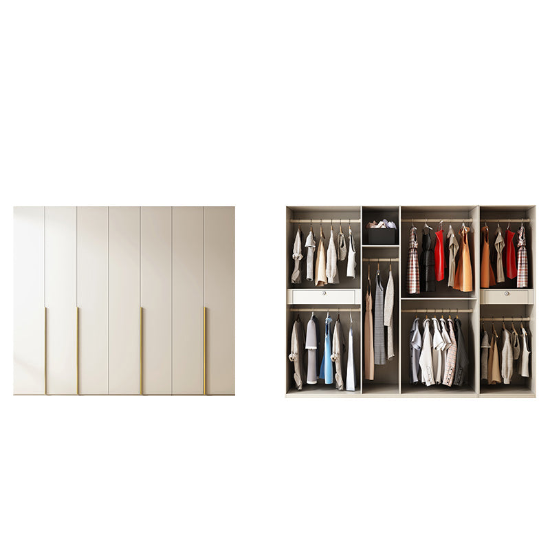 Modern Artificial Wood Wardrobe Freestanding Wardrobe in White