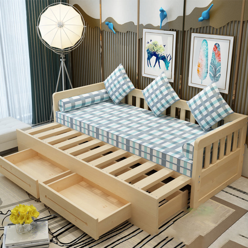 Contemporary Daybed Solid Wood Mattress No Theme Slat Headboard Storage