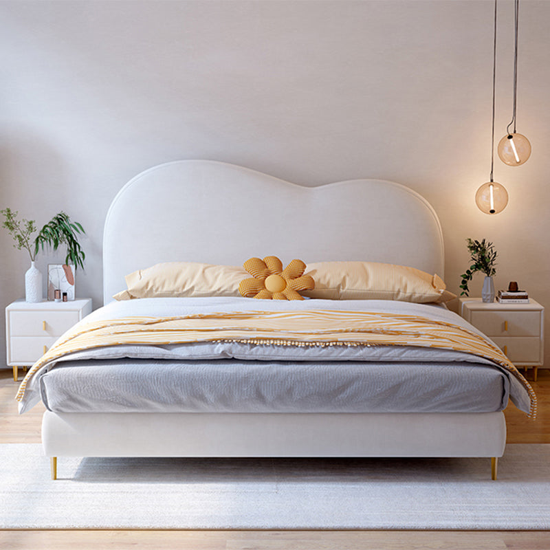 Contemporary Kids Bed Faux Leather Upholstered Panel Headboard Princess
