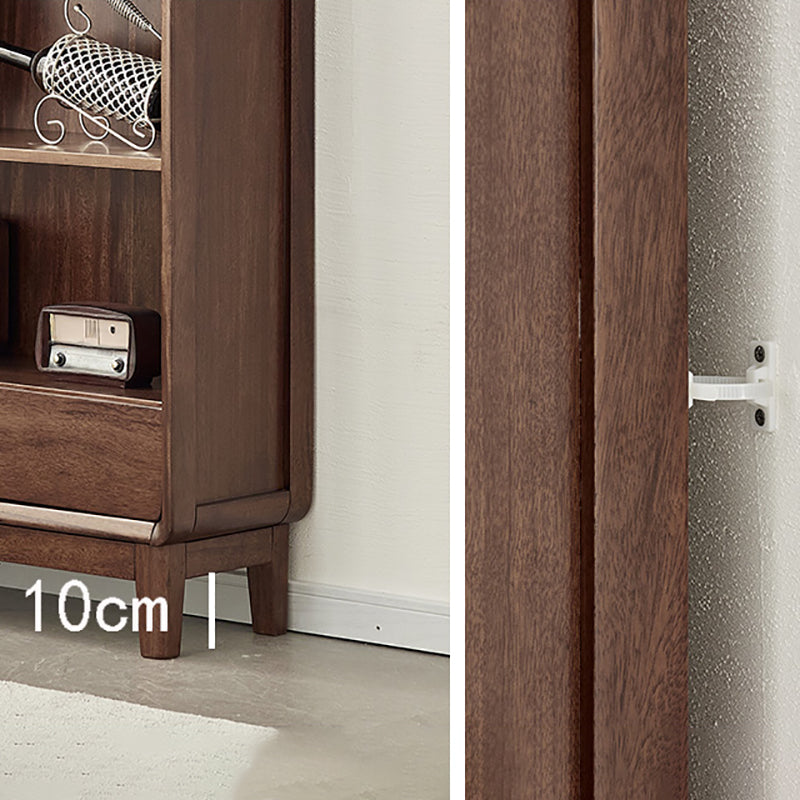 Modern Style Closed Back Bookshelf Standard Solid Wood Bookcase with Drawers