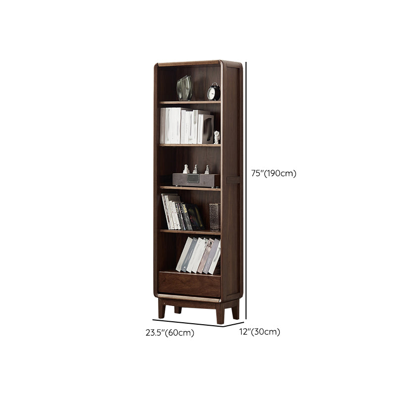 Modern Style Closed Back Bookshelf Standard Solid Wood Bookcase with Drawers