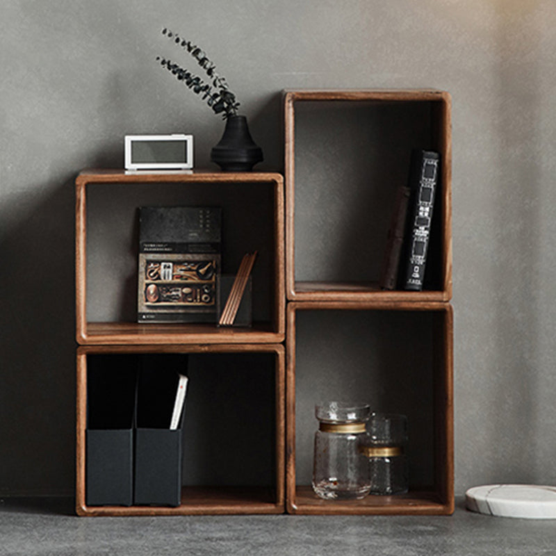 Contemporary Open Back Bookcase Solid Wood Cube Bookshelf for Office