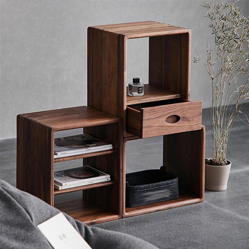 Contemporary Open Back Bookcase Solid Wood Cube Bookshelf for Office
