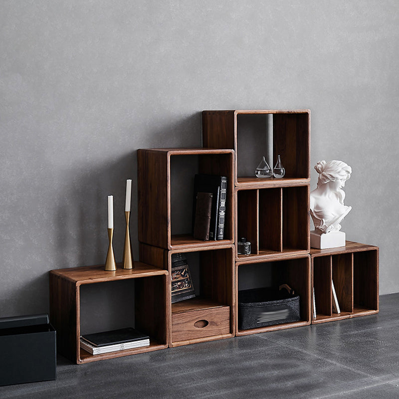 Contemporary Open Back Bookcase Solid Wood Cube Bookshelf for Office
