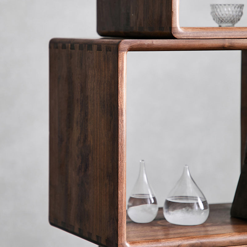 Contemporary Open Back Bookcase Solid Wood Cube Bookshelf for Office