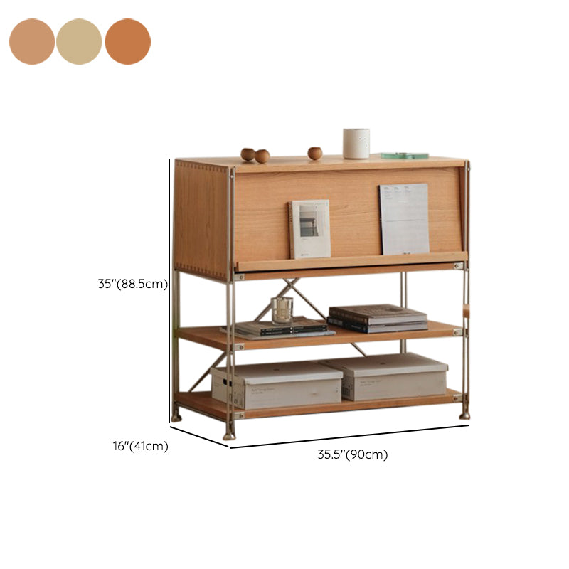 Open Back Horizontal Bookshelf Contemporary Solid Wood Bookshelf for Office