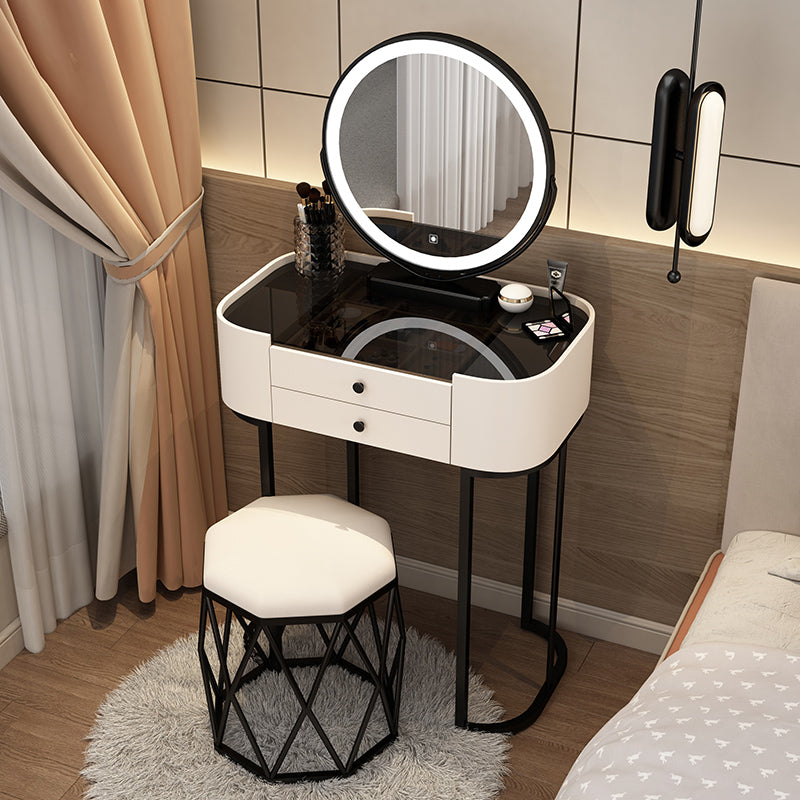 Contemporary Glass Vanity Dressing Table Bedroom Makeup Vanity Desk with Drawer