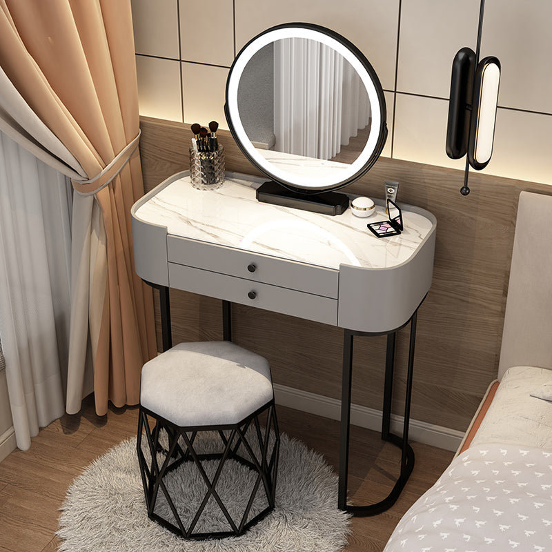 Contemporary Glass Vanity Dressing Table Bedroom Makeup Vanity Desk with Drawer