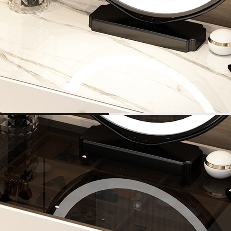 Contemporary Glass Vanity Dressing Table Bedroom Makeup Vanity Desk with Drawer