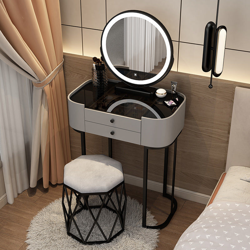 Contemporary Glass Vanity Dressing Table Bedroom Makeup Vanity Desk with Drawer