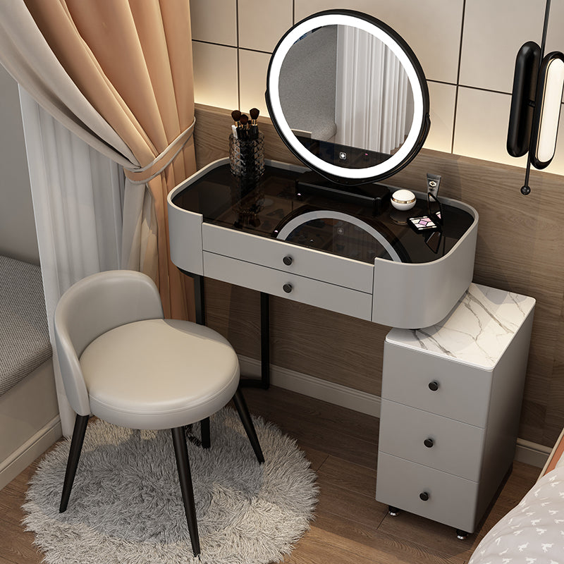 Contemporary Glass Vanity Dressing Table Bedroom Makeup Vanity Desk with Drawer