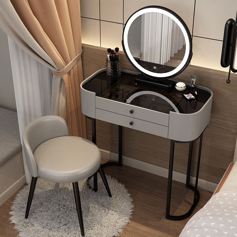 Contemporary Glass Vanity Dressing Table Bedroom Makeup Vanity Desk with Drawer