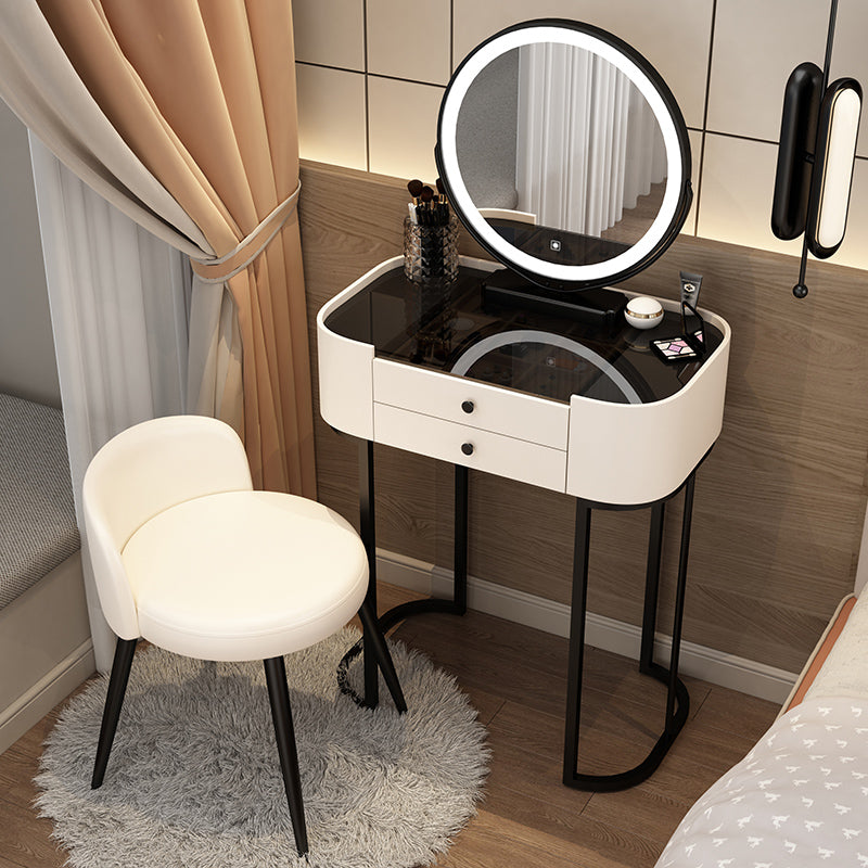 Contemporary Glass Vanity Dressing Table Bedroom Makeup Vanity Desk with Drawer