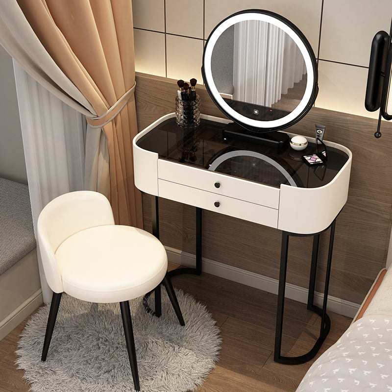 Contemporary Glass Vanity Dressing Table Bedroom Makeup Vanity Desk with Drawer