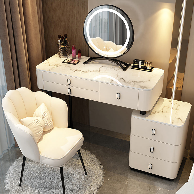 Glam Bedroom Vanity Dressing Table Stone Makeup Vanity Desk with Drawer