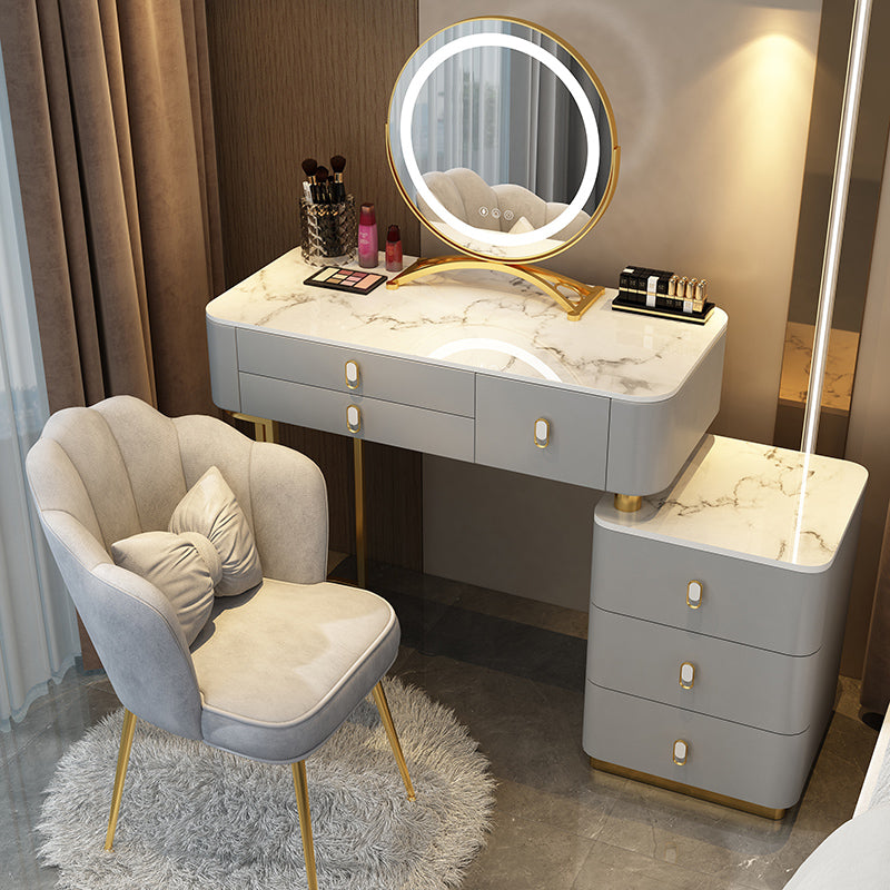 Glam Bedroom Vanity Dressing Table Stone Makeup Vanity Desk with Drawer