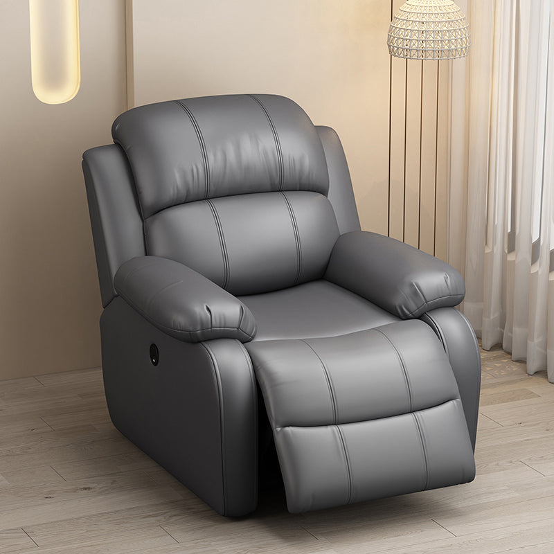 Modern Solid Color Standard Recliner Wood Frame Faux Leather Recliner Chair