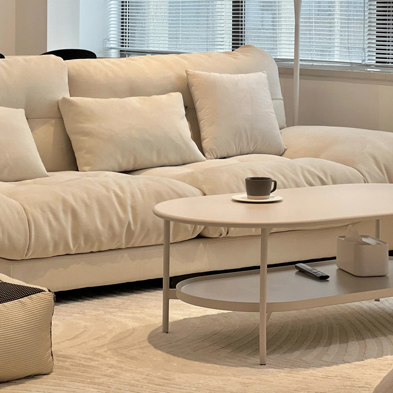 4 Legs Coffee Cocktail Table Wooden Oval Coffee or End Table with Shelf