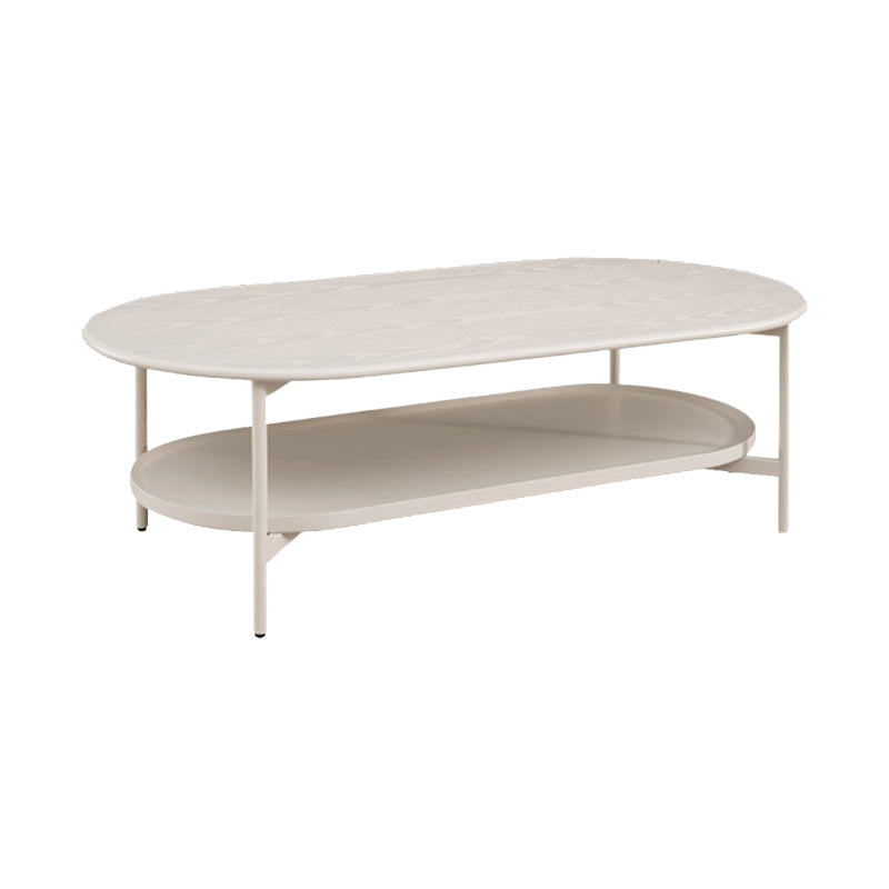 4 Legs Coffee Cocktail Table Wooden Oval Coffee or End Table with Shelf