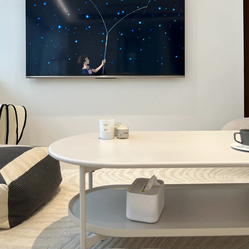 4 Legs Coffee Cocktail Table Wooden Oval Coffee or End Table with Shelf