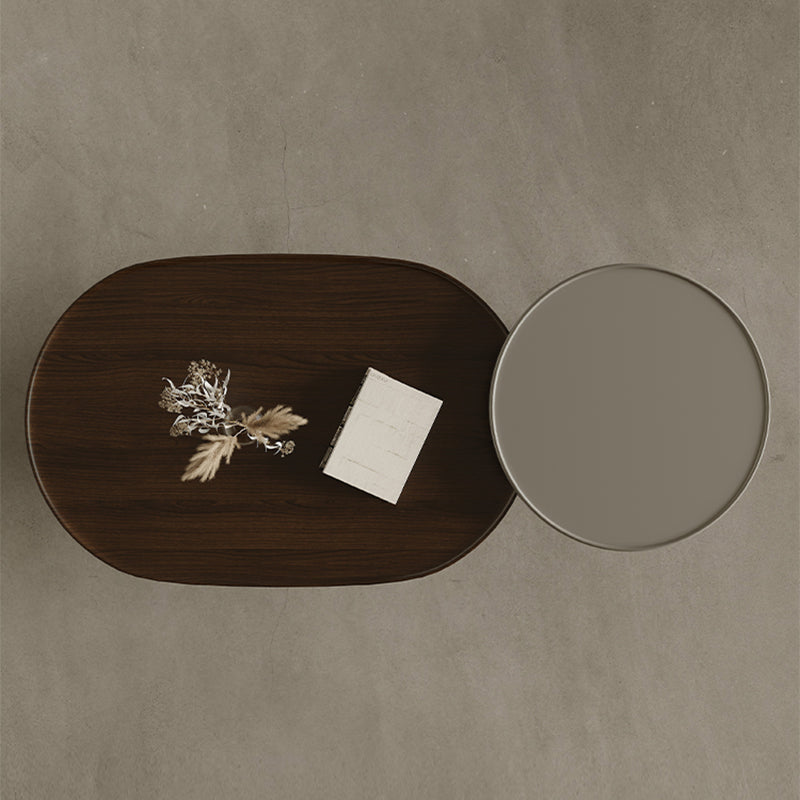 Contemporary Cocktail Table Pedestal Wooden Coffee Cocktail Table
