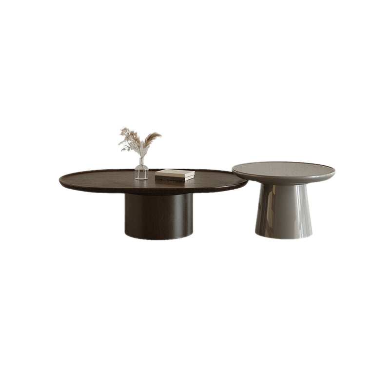 Contemporary Cocktail Table Pedestal Wooden Coffee Cocktail Table