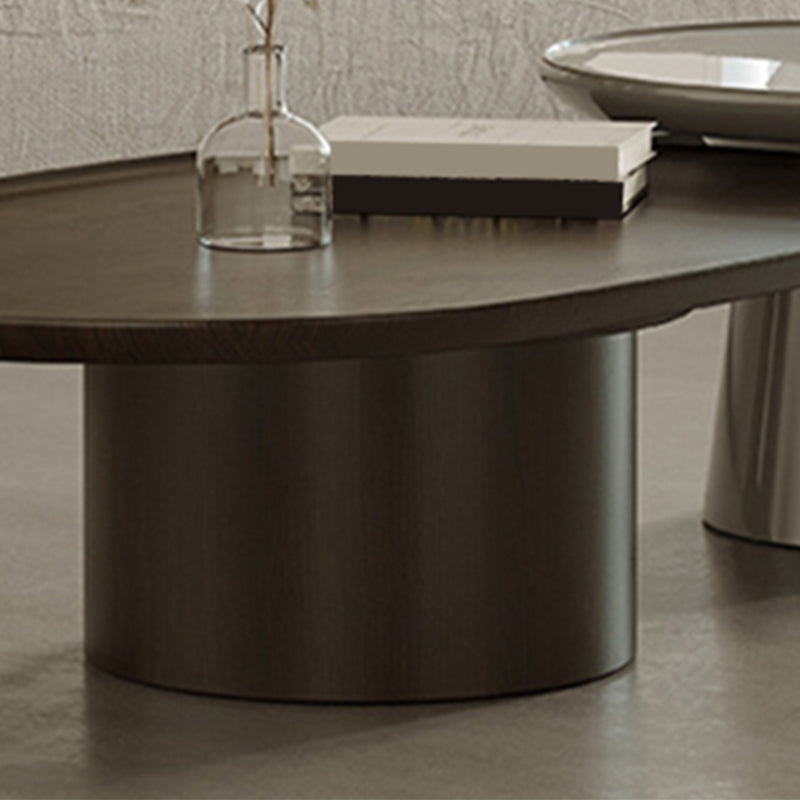 Contemporary Cocktail Table Pedestal Wooden Coffee Cocktail Table