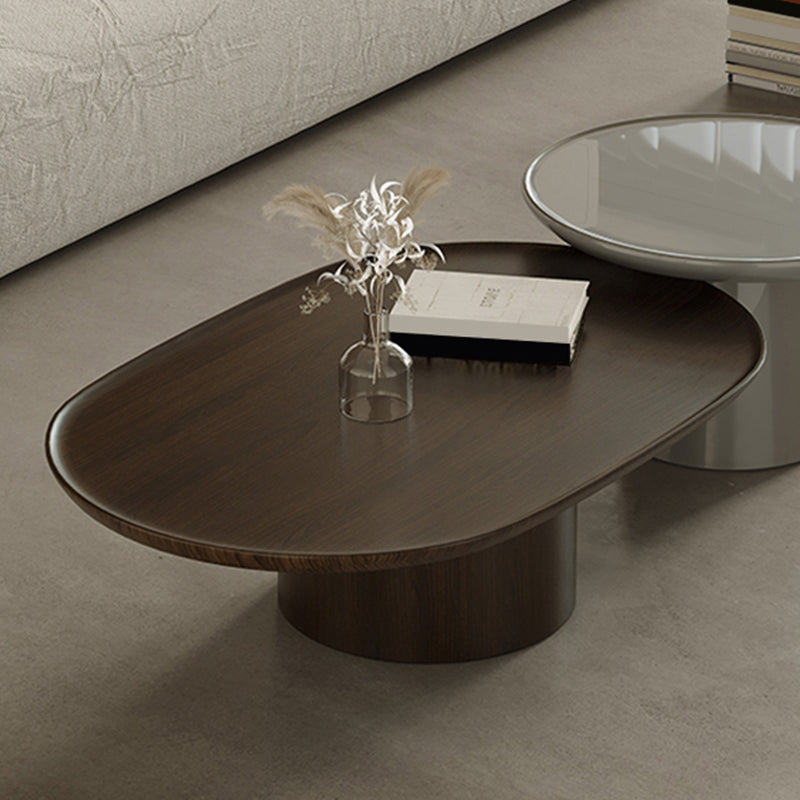 Contemporary Cocktail Table Pedestal Wooden Coffee Cocktail Table