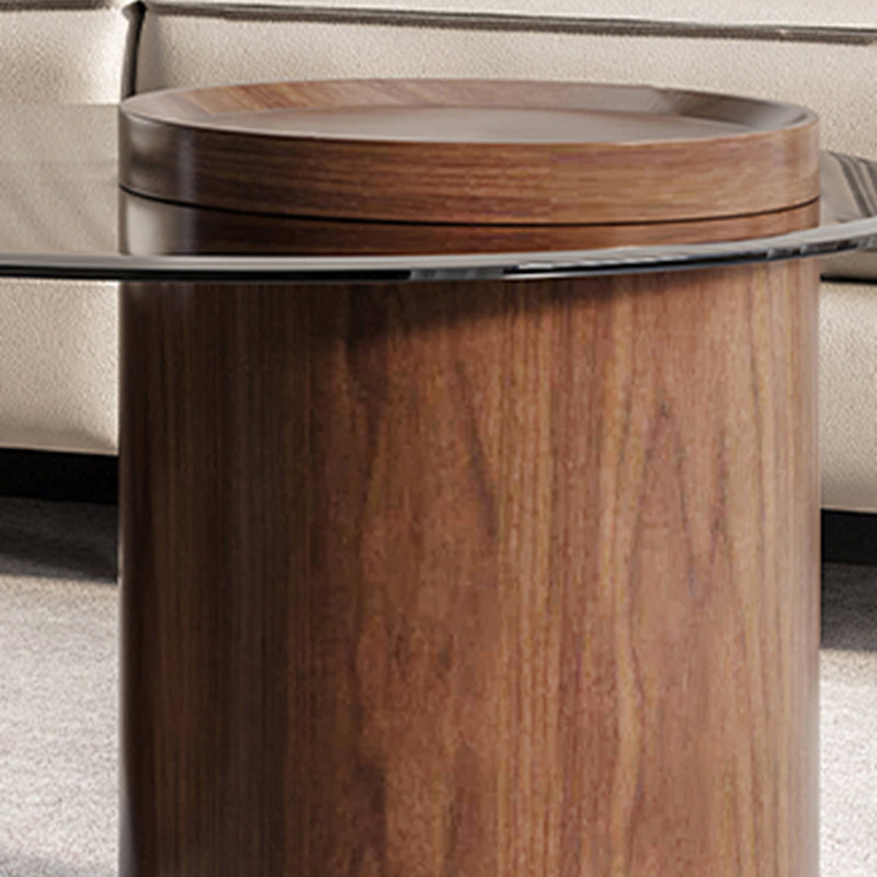 Round Coffee Table Modern Pedestal Nesting Coffee Table Set with 2 Drawers