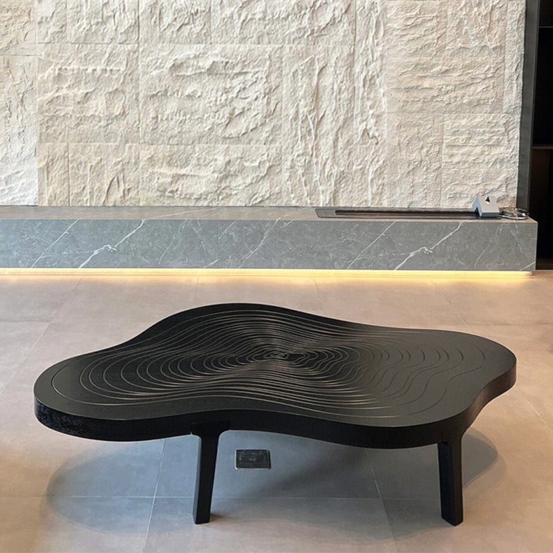 Black Coffee or End Table Contemporary Slate Coffee Cocktail Table with 4 Legs