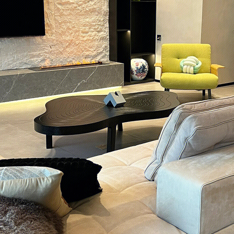 Black Coffee or End Table Contemporary Slate Coffee Cocktail Table with 4 Legs