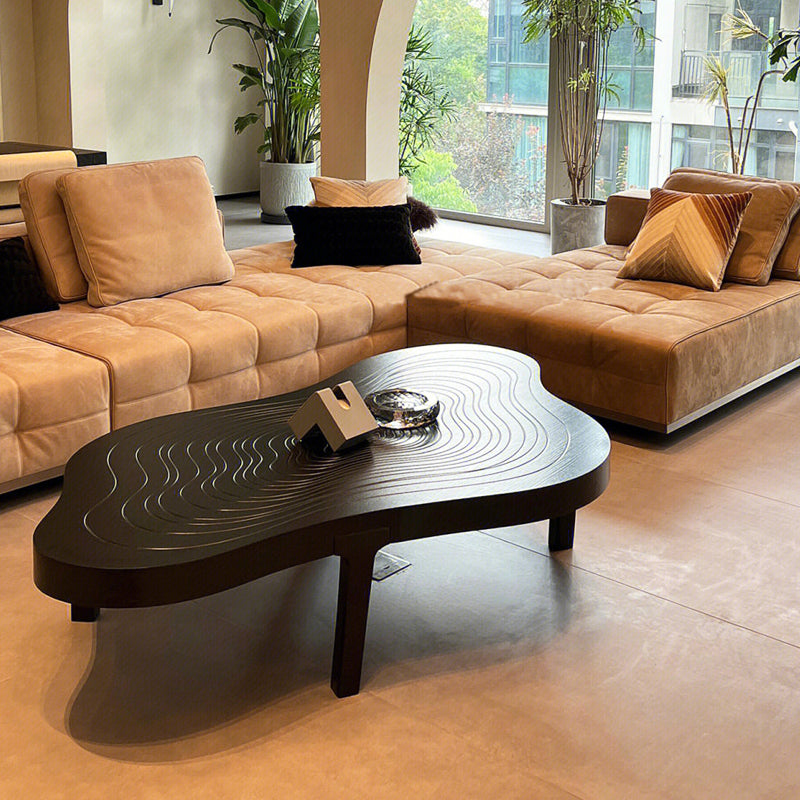 Black Coffee or End Table Contemporary Slate Coffee Cocktail Table with 4 Legs