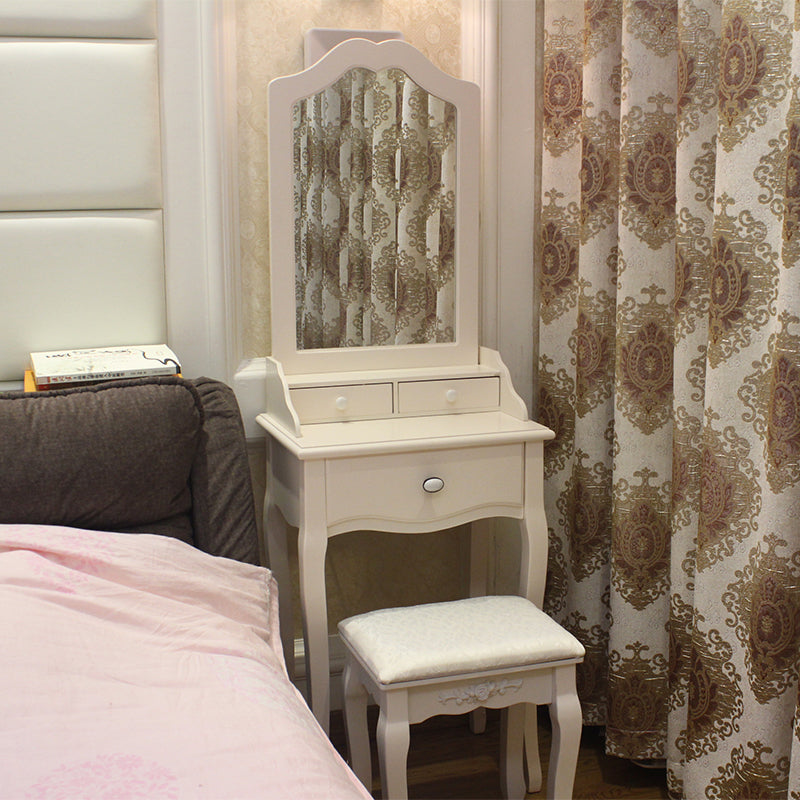 Contemporary Wood Vanity Dressing Table White Makeup Vanity Desk with Drawer